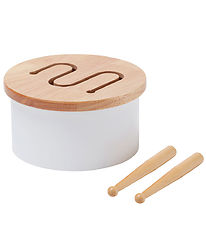 Kids Concept Wooden Toy - Drum Mini - 16.5 x 9 cm - White