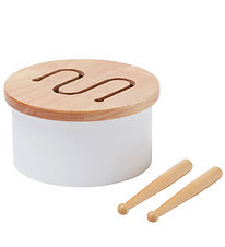 Kids Concept Jouet en bois - Tambour Mini - 16,5 x 9 cm - Blanc