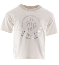 Moncler T-Shirt - Off White/Silber m. Logo