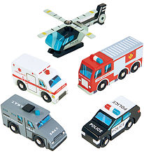 Tender Leaf Wooden Toy - Emergency vehicles - 5 Parts