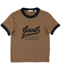 GANT T-paita - Rajattu - Cocoa Brown