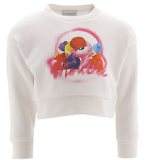 Moncler Sweatshirt - Kurz geschnitten - Wei m. Print