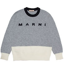 Marni Blouse - Wool - Grey Melange/White w. Black