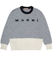 Marni Bluse - Wolle - Grau Meliert/Wei m. Schwarz