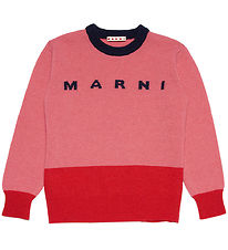 Marni Blouse - Wool - Coral/Red w. Navy