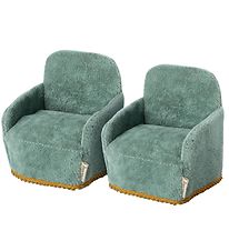 Maileg Chairs - 2-Pack - Mouse - Petrol