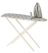 Maileg Miniature Iron & Ironing Board - White w. Flowers/Silver