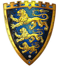 Liontouch Costume - Knight-Shield - Triple Lion - Blue/Yellow