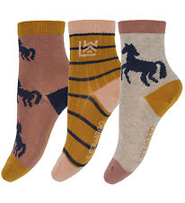 Liewood Socken - Silas - 3er-Pack - Pferde/Dark Rosetta Mix