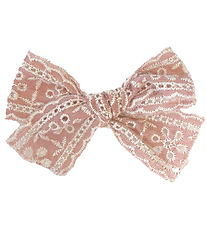 By Str Hair Clip w. Bow - Franca - Pink Embroidery Anglais