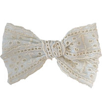 Bows By Str Hair Clip w. Bow - Franca - White Embroidery Anglai