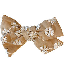 Bows By Str Hair Clip w. Bow - Blanca - Beige w. White Flower