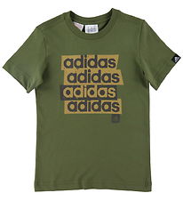 adidas Performance T-shirt - Army Green w. Brown