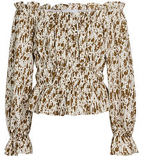 Grunt Blússa - Skera - Ponte Off Shoulder - Fílabeinshvítt/Ljósb