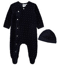 BOSS Gift Box - Jumpsuit/Beanie - Velvet - Navy w. Pattern