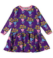 Småfolk Dress - Purple Heart w. Flower bouquets