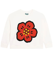 Kenzo Sweatshirt - Ivory/Rot m. Blume