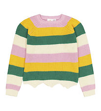 The New Blouse - Knitted - TnOlly - White/Green/Pink/Yellow Stri