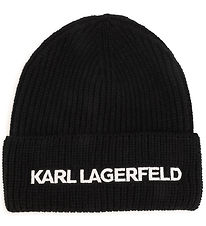 Karl Lagerfeld Beanie - Knitted - Black w. White