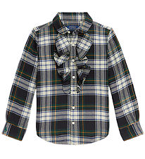 Polo Ralph Lauren Overhemd - Crme/Groen Geruit m. Ruches