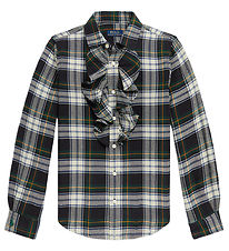 Polo Ralph Lauren Overhemd - Crme/Groen Geruit m. Ruche