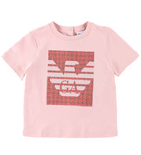 Emporio Armani T-shirt - Rosa/Rd m. Paljetter