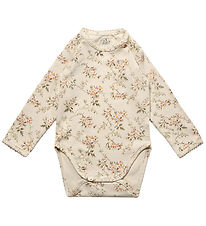 Petit Stad Sofie Schnoor Body l/ - Sand m. Blommor