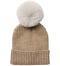 Petit by Sofie Schnoor Beanie - Rib - Knitted - Camel w. Glitter