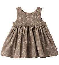 Wheat Kjóll - Pinafore Wrinkles - Cocoa Brown Blóm