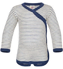 Engel Wrap samfella L/æ - Ull/Silki - Natural/Dökkblátt Blue
