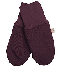 Racing Kids Mittens - Wool/Polyester - Red Grape