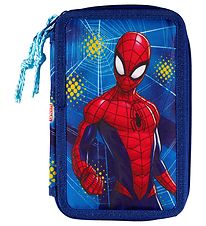 Spider-Man Pennenzak m. Inhoud - Twozip - Blauw