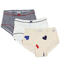 Petit Bateau Knickers - 3-Pack - Beige/White/Navy/Striped/Hearts