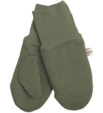 Racing Kids Mittens - Wool/Cotton - Dark Seagrass