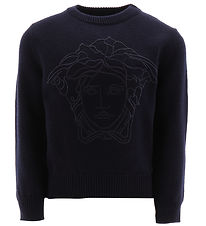 Versace Blouse - Wool - Navy w. Logo