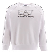 EA7 Sweat-shirt - Blanc av. Argent