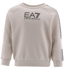 EA7 Sweatshirt - Silver Cloud w. Logo Stripes