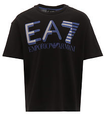 EA7 T-Shirt - Zwart/Blauw m. Logo