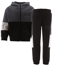 EA7 Sweat Set - Black/Charcoal Grey w. White