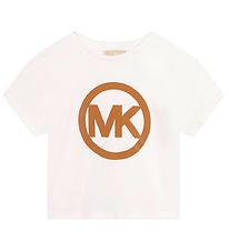 Michael Kors T-shirt - Cropped - Off White w. Brown