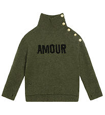 Zadig & Voltaire Blouse - Wool - Green Melange w. Text/Buttons
