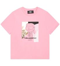 Karl Lagerfeld T-Shirt - Roze Gewassen m. Print