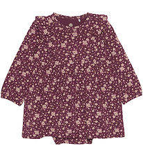 En Fant Bodysuit w. Skirt l/s - Flower - Fig