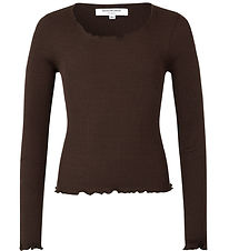 Rosemunde Blouse - Zijde/Katoen - Rib - Black Brown