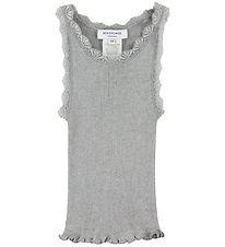 Rosemunde Efst - Silki/Bómull - Rib - Light Grey Melange M. Ljós