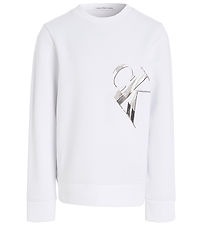 Calvin Klein Sweat-shirt - Hyper Real Monogramme - Bright White