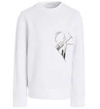 Calvin Klein Peysa - Hár Real Einföld - Bright White M.