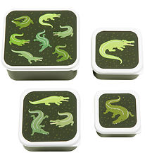 A Little Lovely Company Lunchbox Set - 4 pcs - Crocodiles