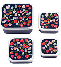 A Little Lovely Company Lunchbox Set - 4 pcs - Strawberries