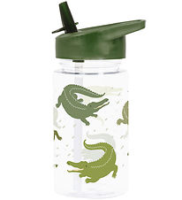 A Little Lovely Company Water Bottle w. Straws - 450 mL - Crocod